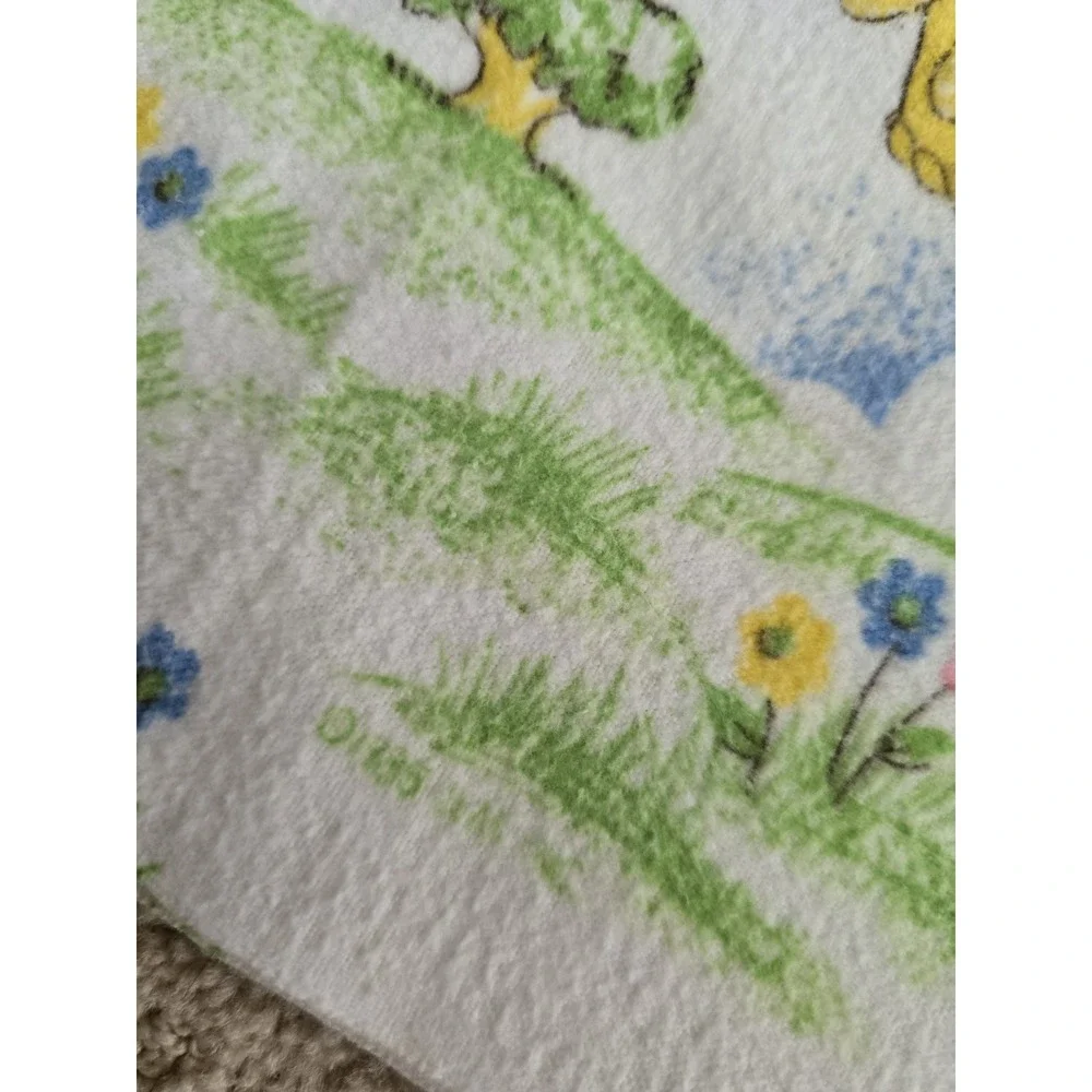 Vintage‎ Toddletime Baby Flannel Blanket Bears Balloons Rainbows 25 x 39